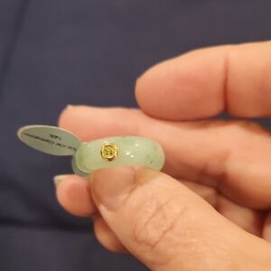Elegant Green Jade Ring with 14K Gold Accent Size 7